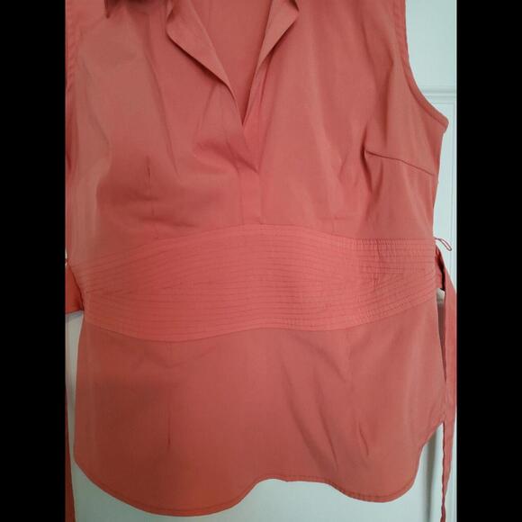 Cotton Works Coral Pink Stretch Tank Top Collar Tie XL Elastic Waist - Picture 4 of 5